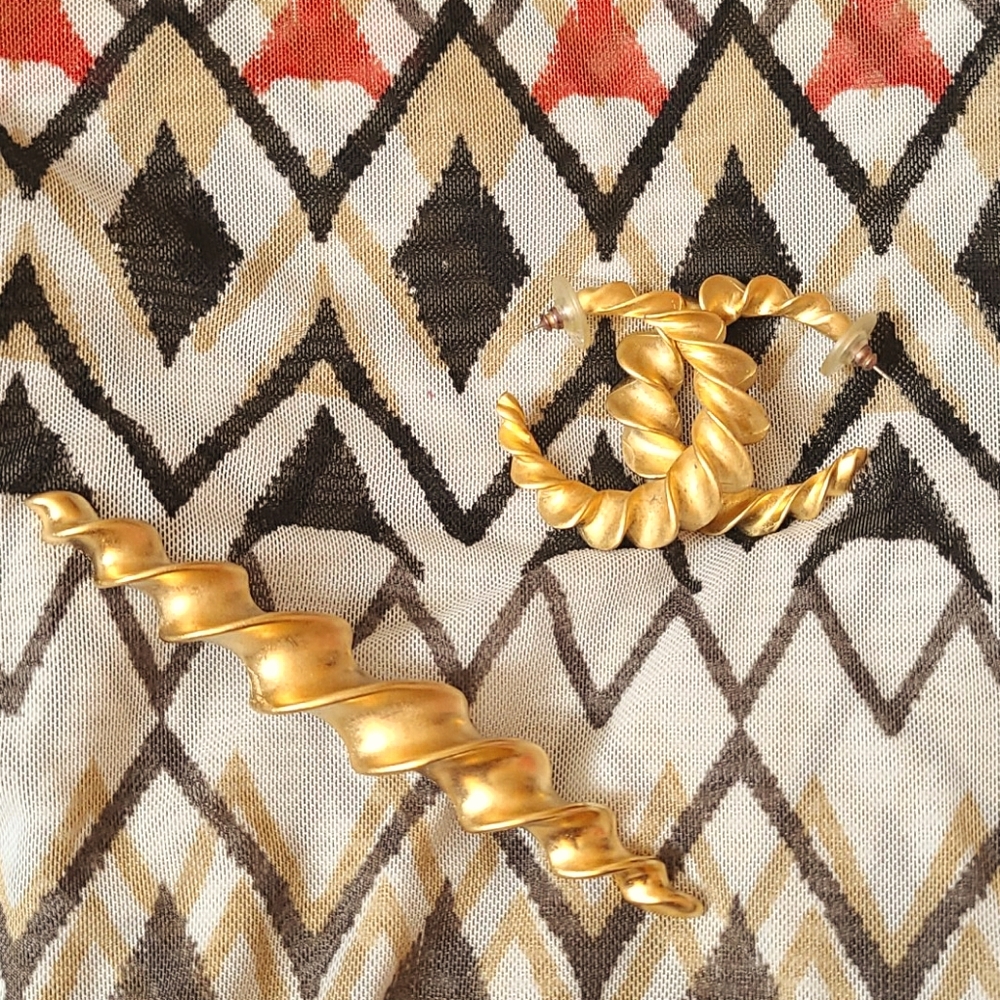 Vintage Hoops and Brooch Set